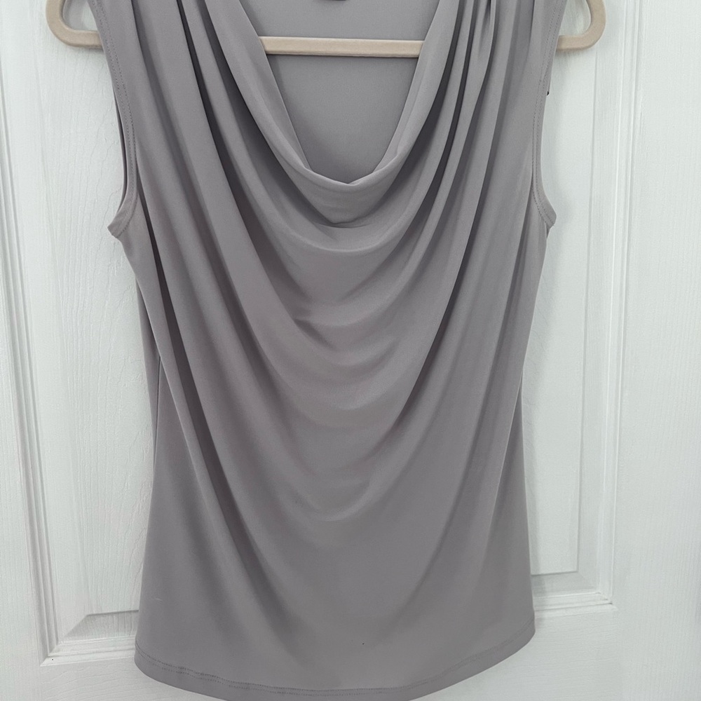 Elegant Gray Drape Neck Top